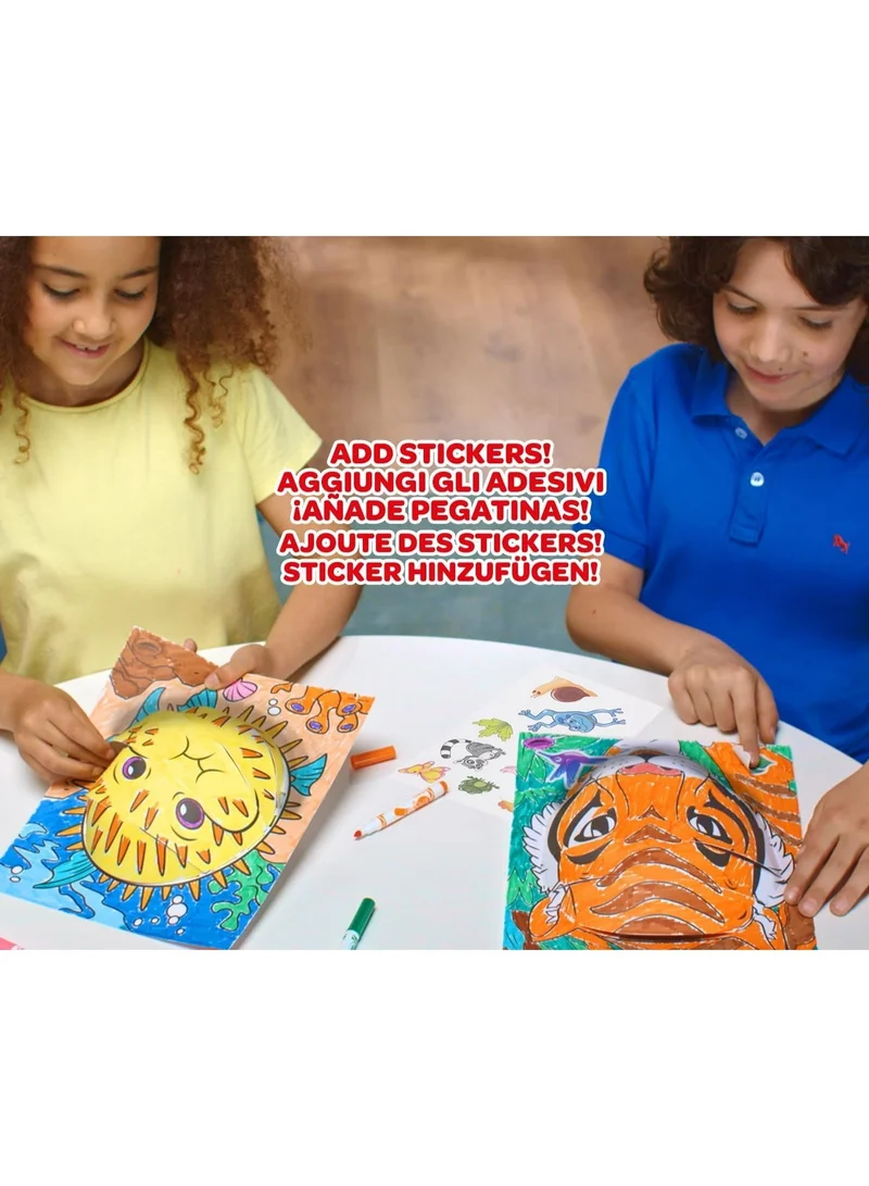 Crayola Crayola - Pops Super Set - Jungle | Creative Building Kit for Kids - Includes 3 Extra-Large Pops Cards (30x37cm) and 3 Large Pops Cards (25x21.6cm) - 7 Skinny Markers | Ages 6+